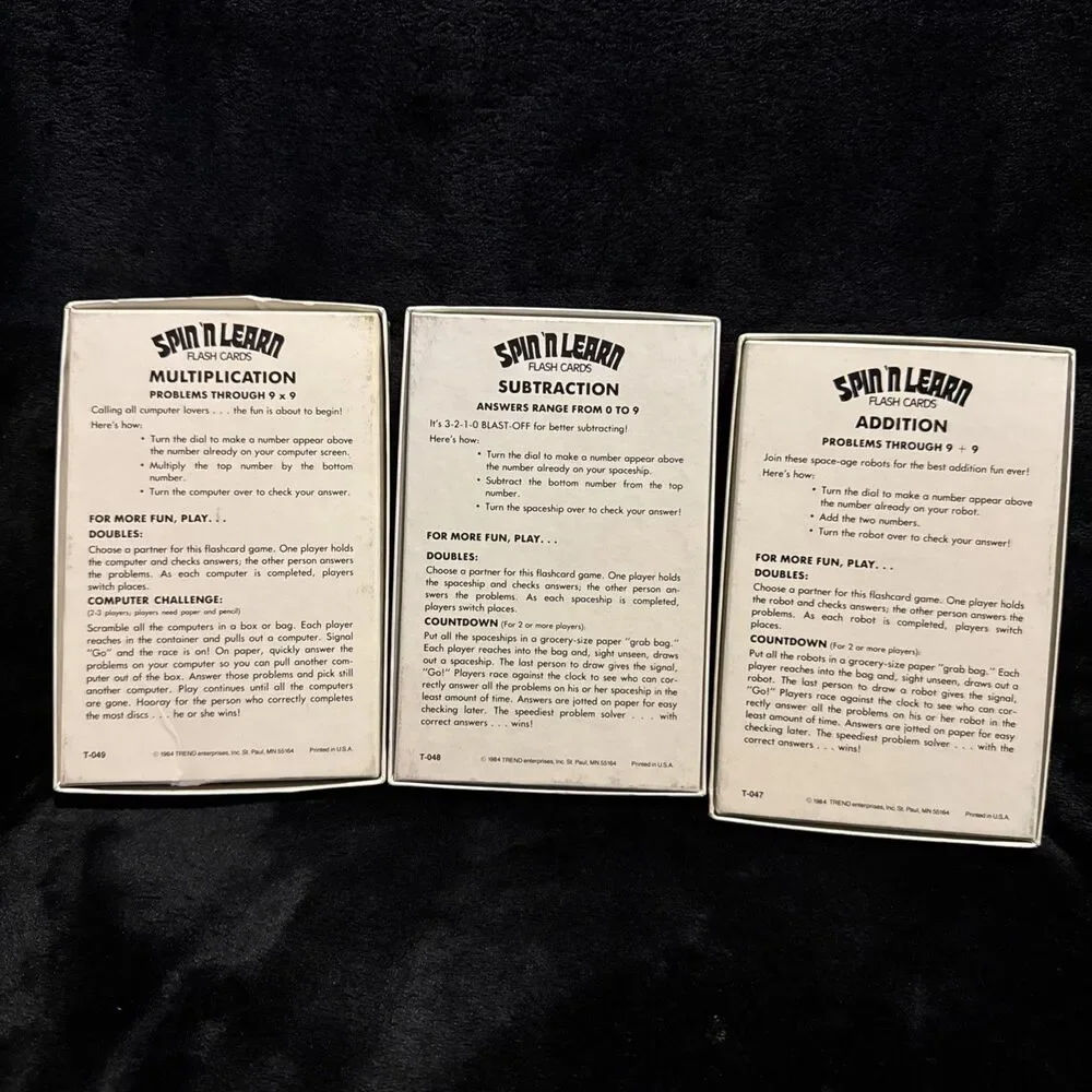 Vintage 1984 Spin 'N Learn Flash Cards Addition Subtraction Multiplication